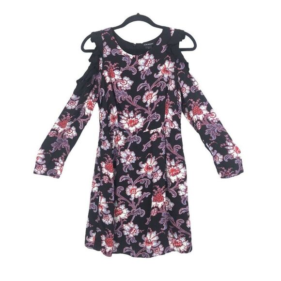 Club Monaco Womens Size 4 Black Floral Cold Shoulder Dress - Picture 1 of 4